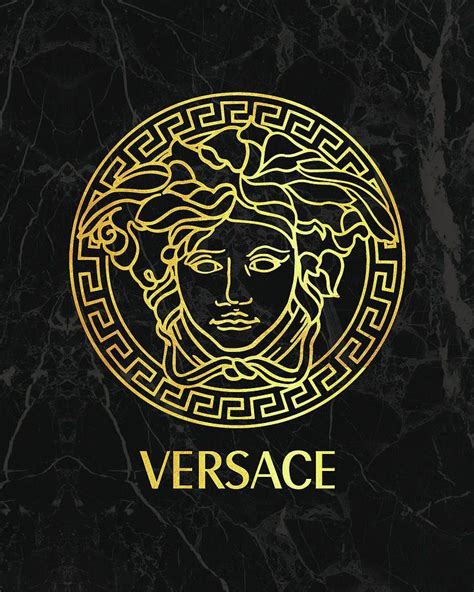 black and gold versace logo.